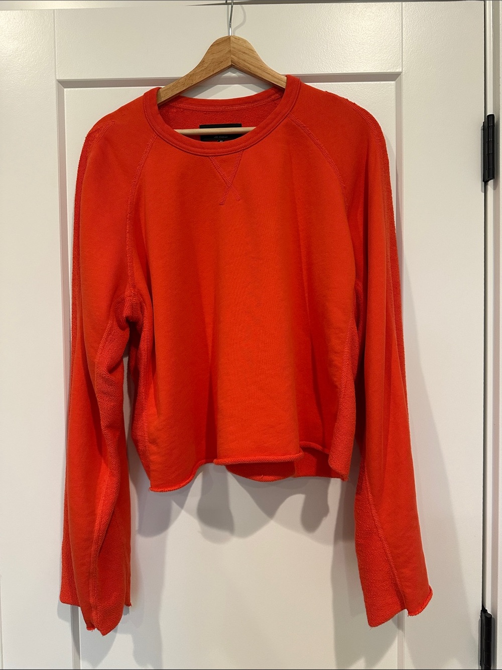 7 For All Mankind Bright Coral Wide Sleeve Crewneck Sweater (Medium)